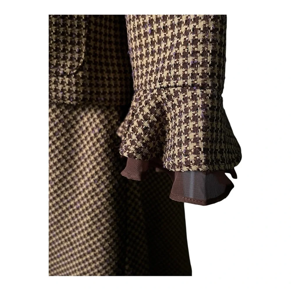 Vintage Dressbarn Woman Brown Tweed Two-Piece Flare Skirt Set Plus Size 16W